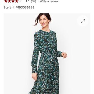 Talbots Flowing Flounce Hem Fit & Flare Dress - Flowers  Sz 12